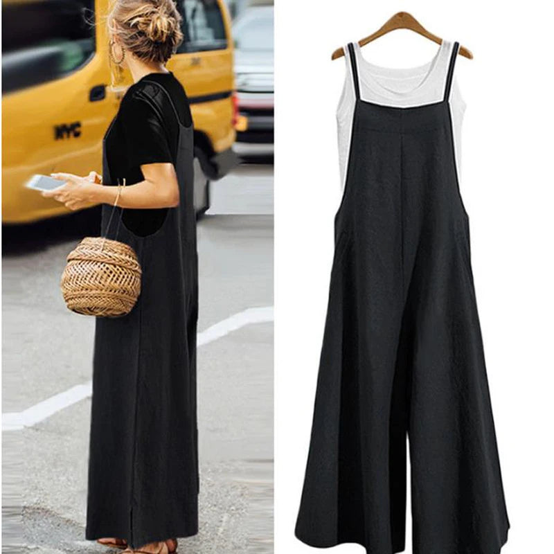 Wide-Leg Bib Overall Jumpsuit