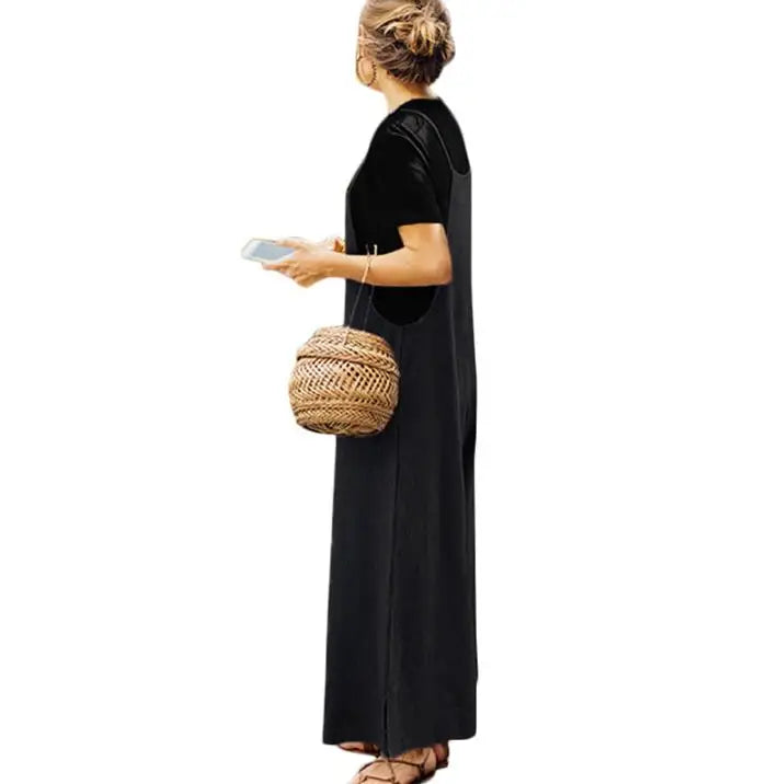 Wide-Leg Bib Overall Jumpsuit