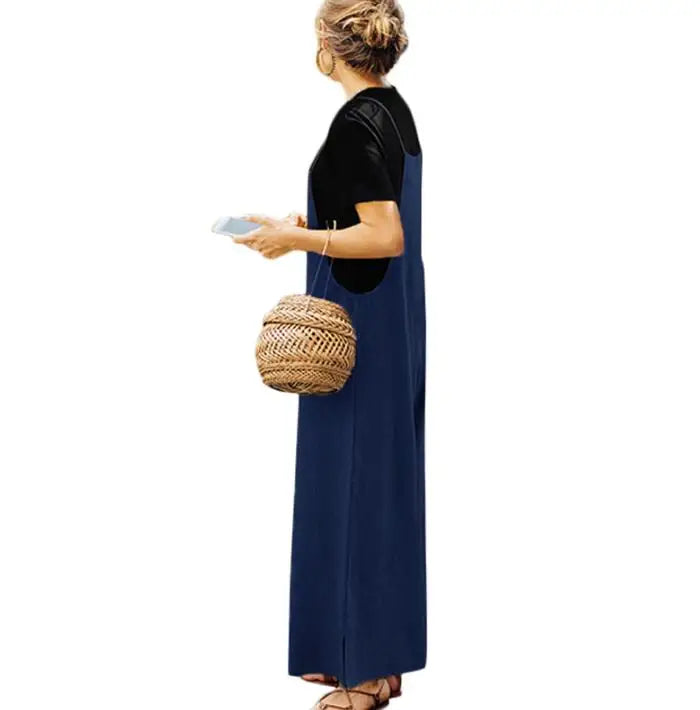 Wide-Leg Bib Overall Jumpsuit