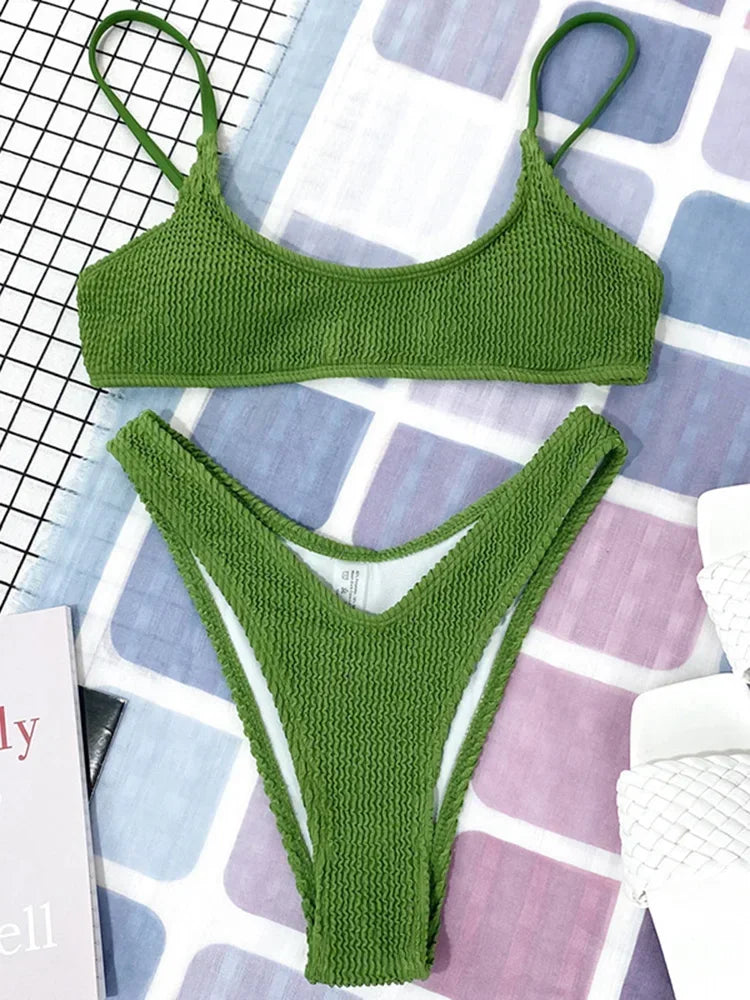 Crinkle Triangle Bikini Set