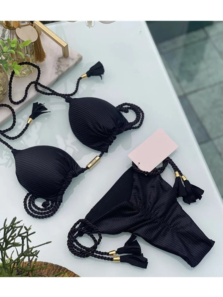 Backless Rope Triangle Bikini