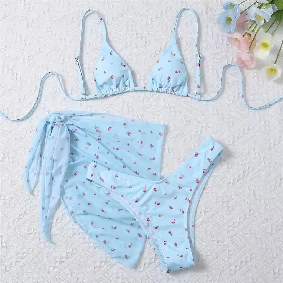 Hollow-Out Push-Up String Bikini Set