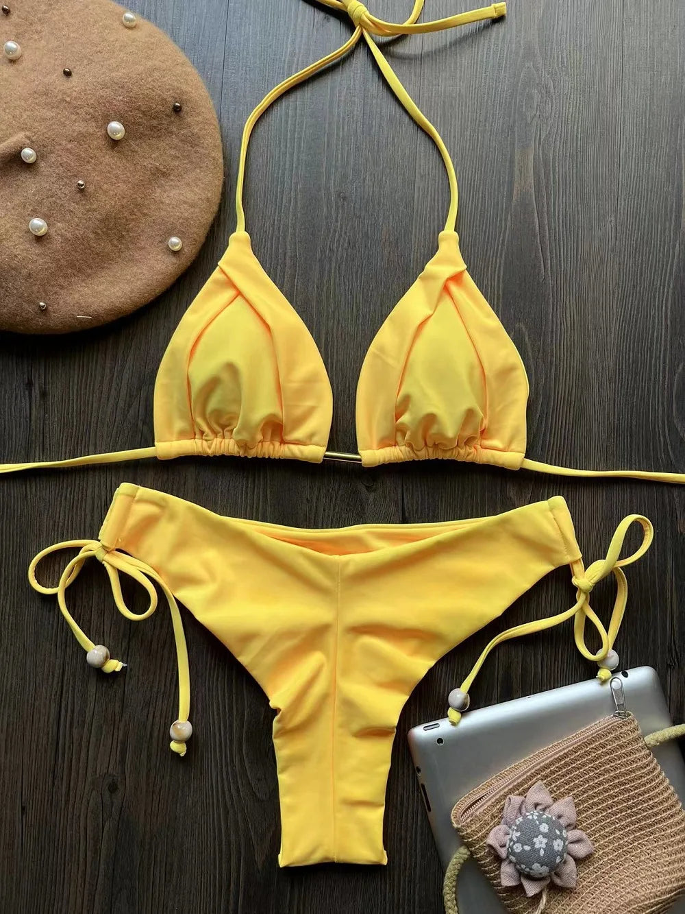 Halter Chain Triangle Bikini Set