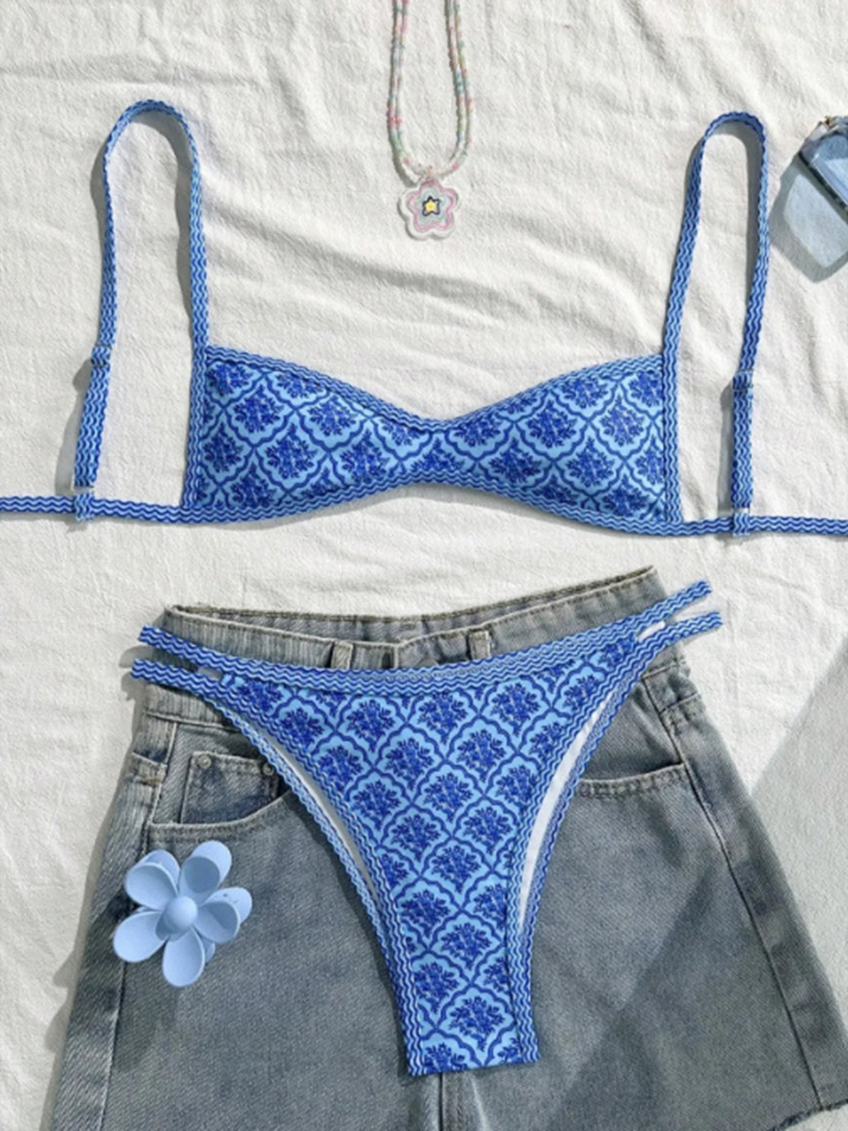 Floral High-Leg Cut Bikini Set