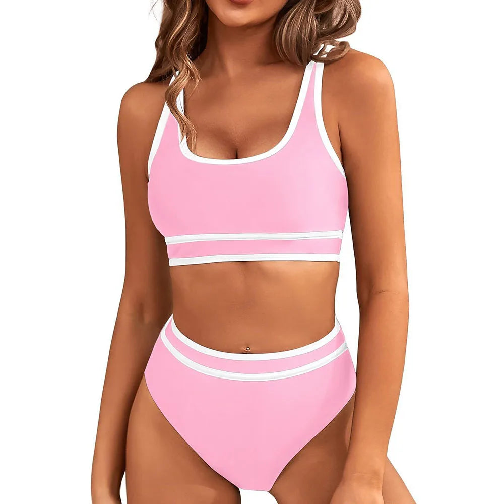 Sporty Color-Block Bikini Set