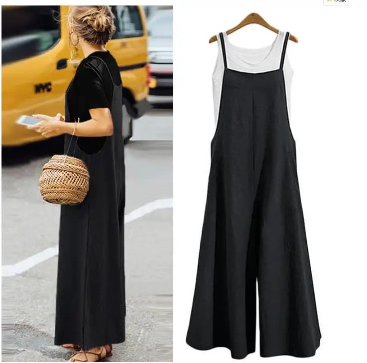 Wide-Leg Bib Overall Jumpsuit