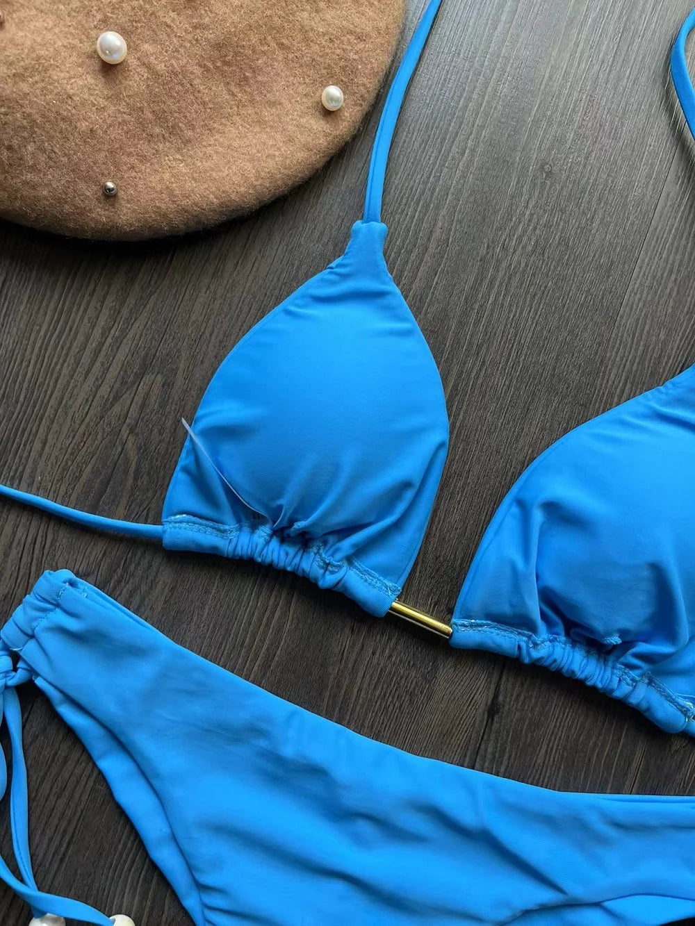 Halter Chain Triangle Bikini Set