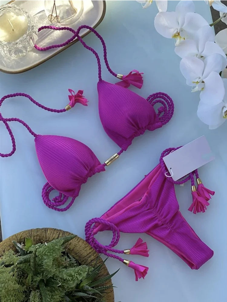 Backless Rope Triangle Bikini