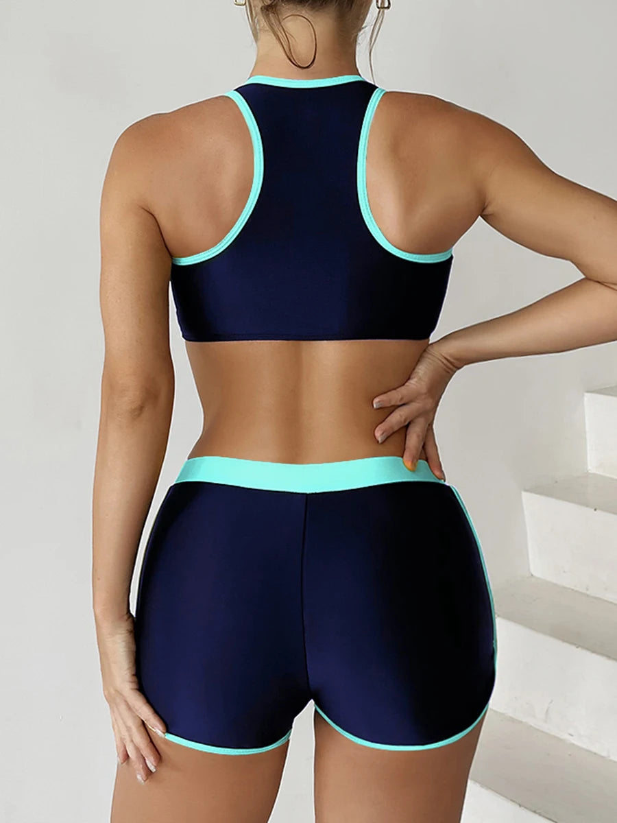 Zip-Front Sporty Bikini Set