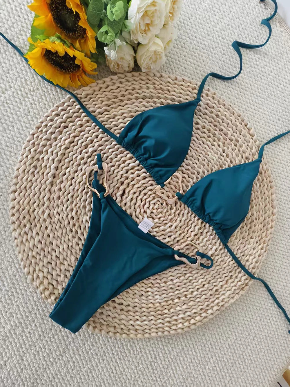 Lace-Up Halter Bikini Set