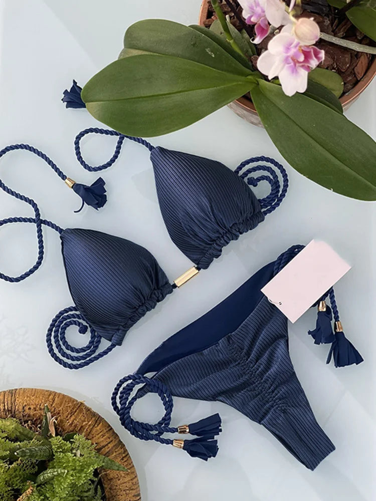 Backless Rope Triangle Bikini