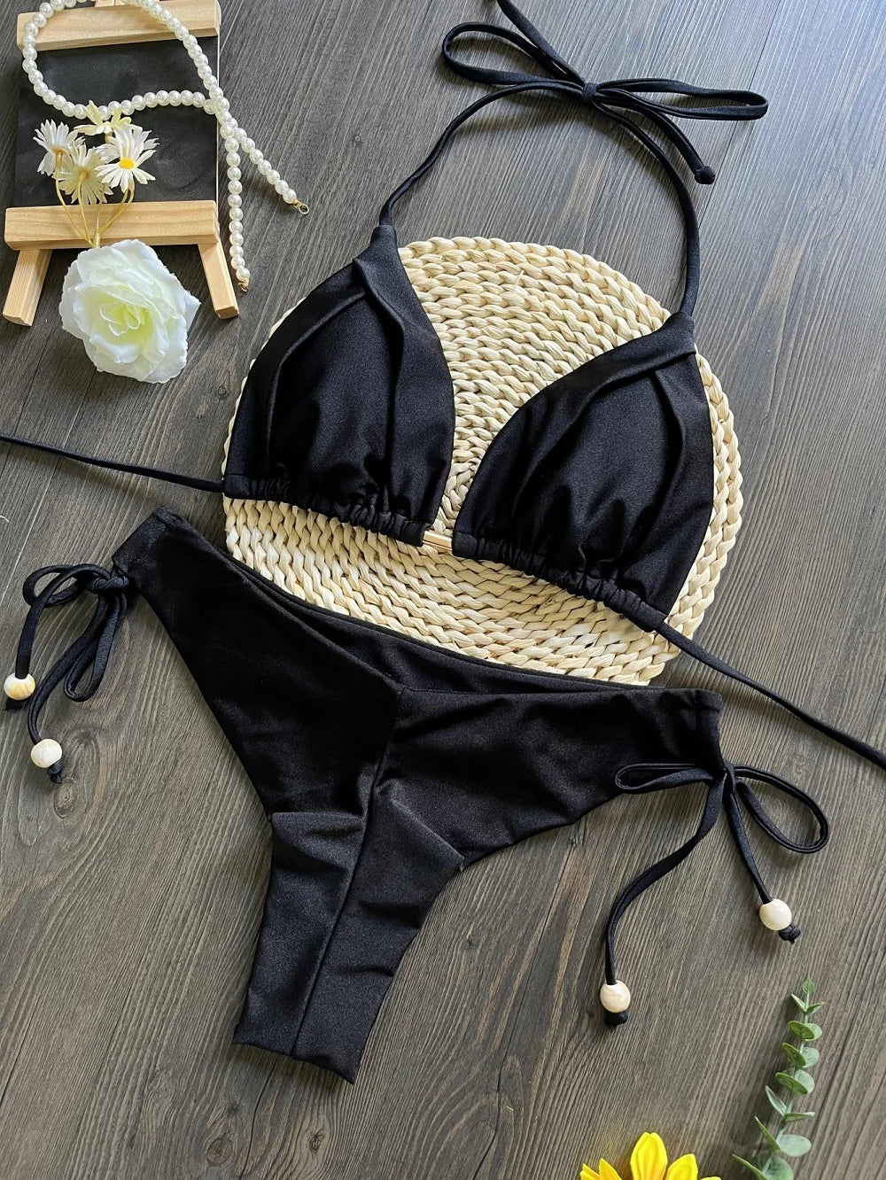 Halter Chain Triangle Bikini Set