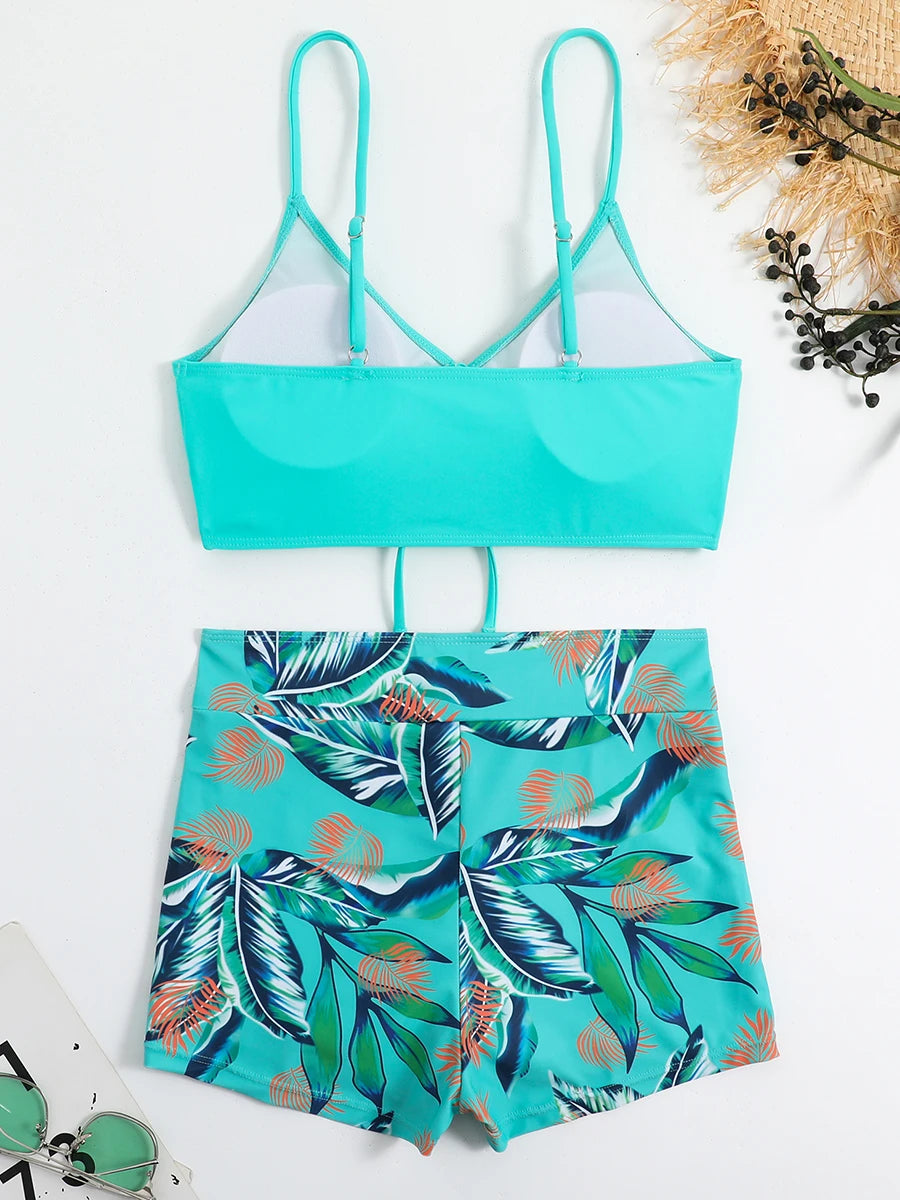Drawstring High-Waist Bikini Set