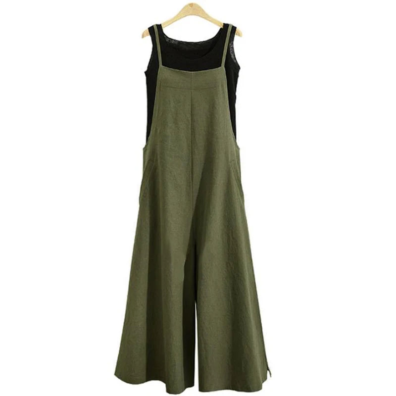 Wide-Leg Bib Overall Jumpsuit