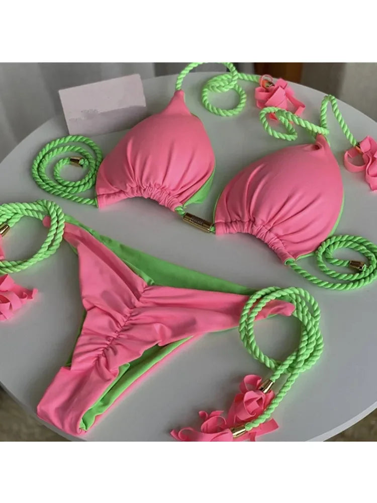 Backless Rope Triangle Bikini