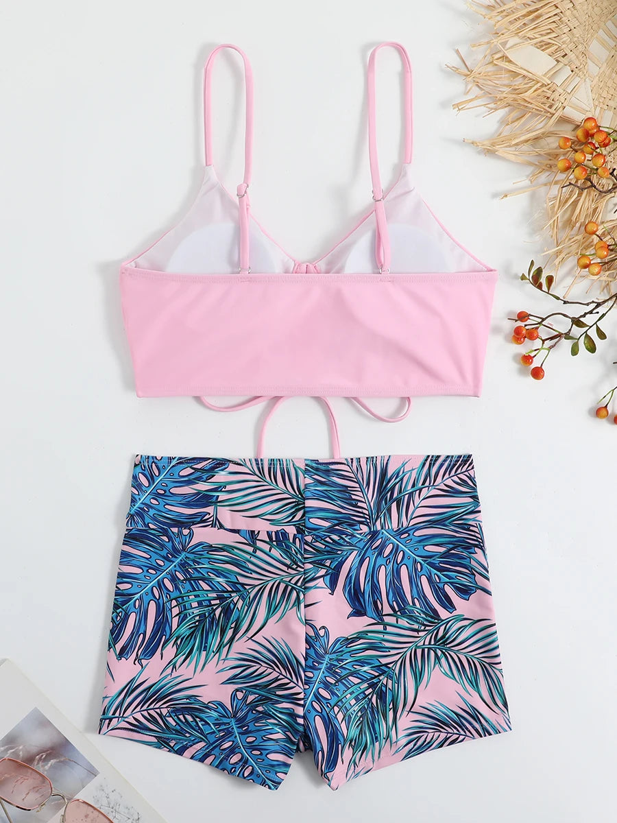Drawstring High-Waist Bikini Set