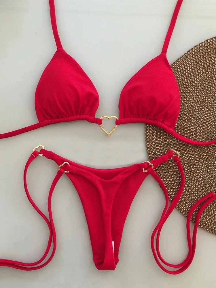 White Lace-Up Bikini Set