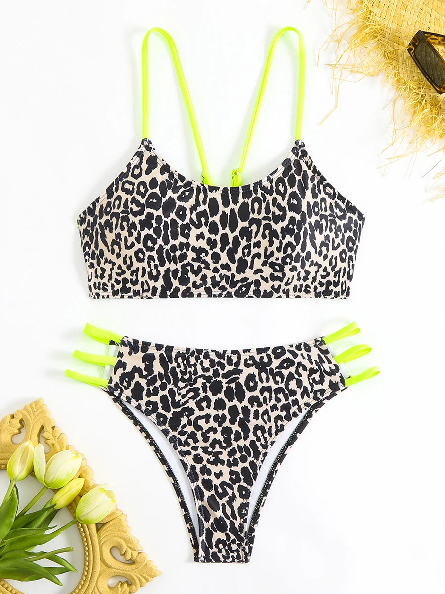 Strappy Leopard Bikini Set