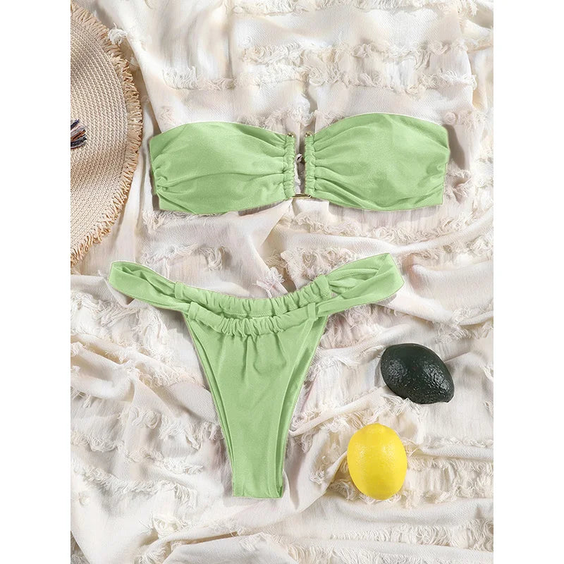 Off-Shoulder Bandeau Bikini Set