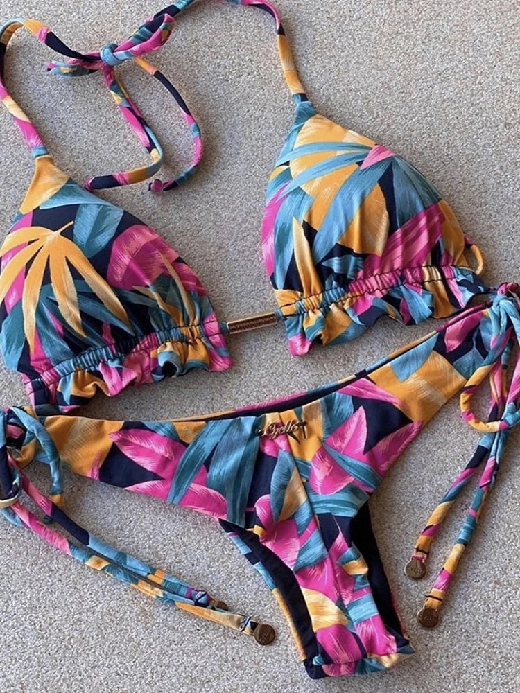 Feather Print Micro Bikini