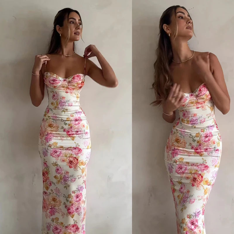 Floral Split Spaghetti-Strap Mini Dress