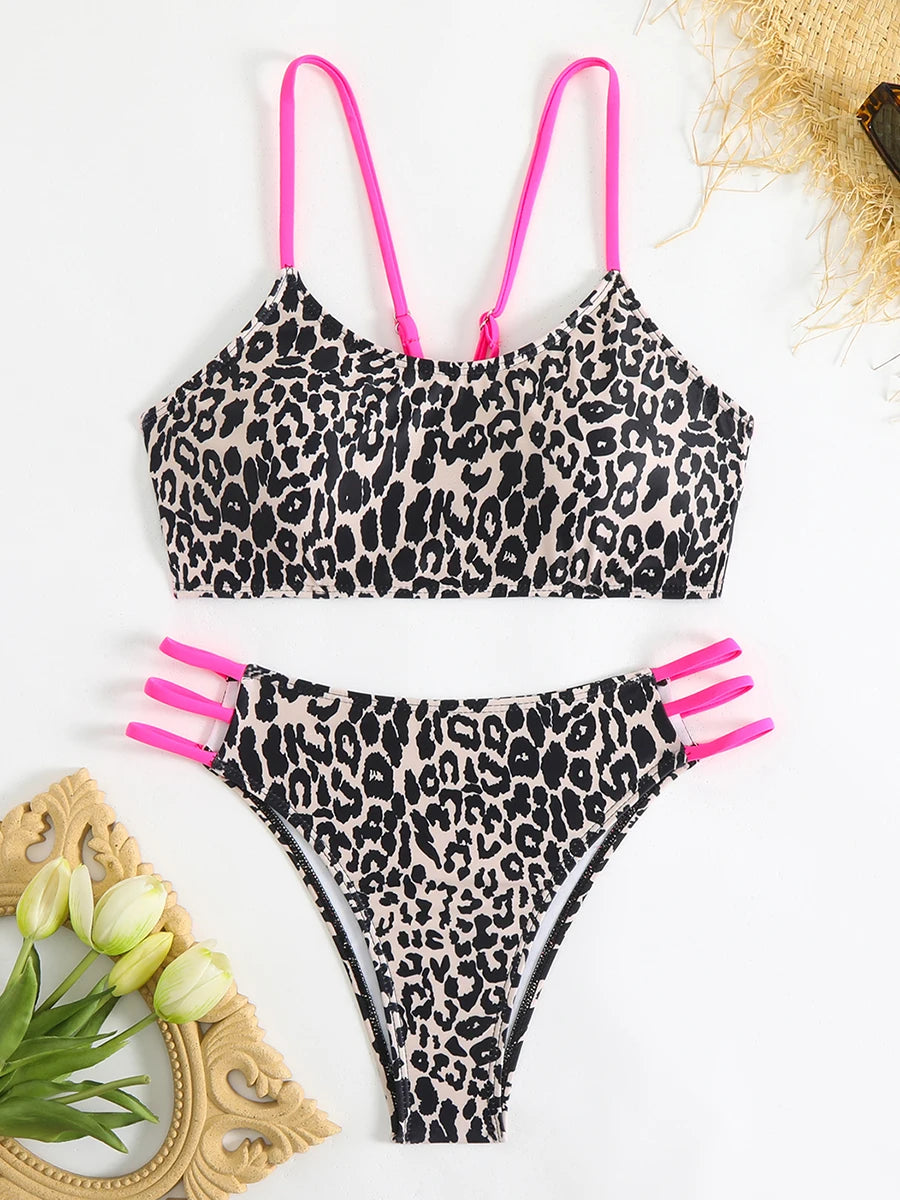 Strappy Leopard Bikini Set