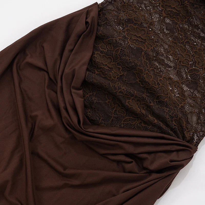 One-Shoulder Lace Maxi Dress