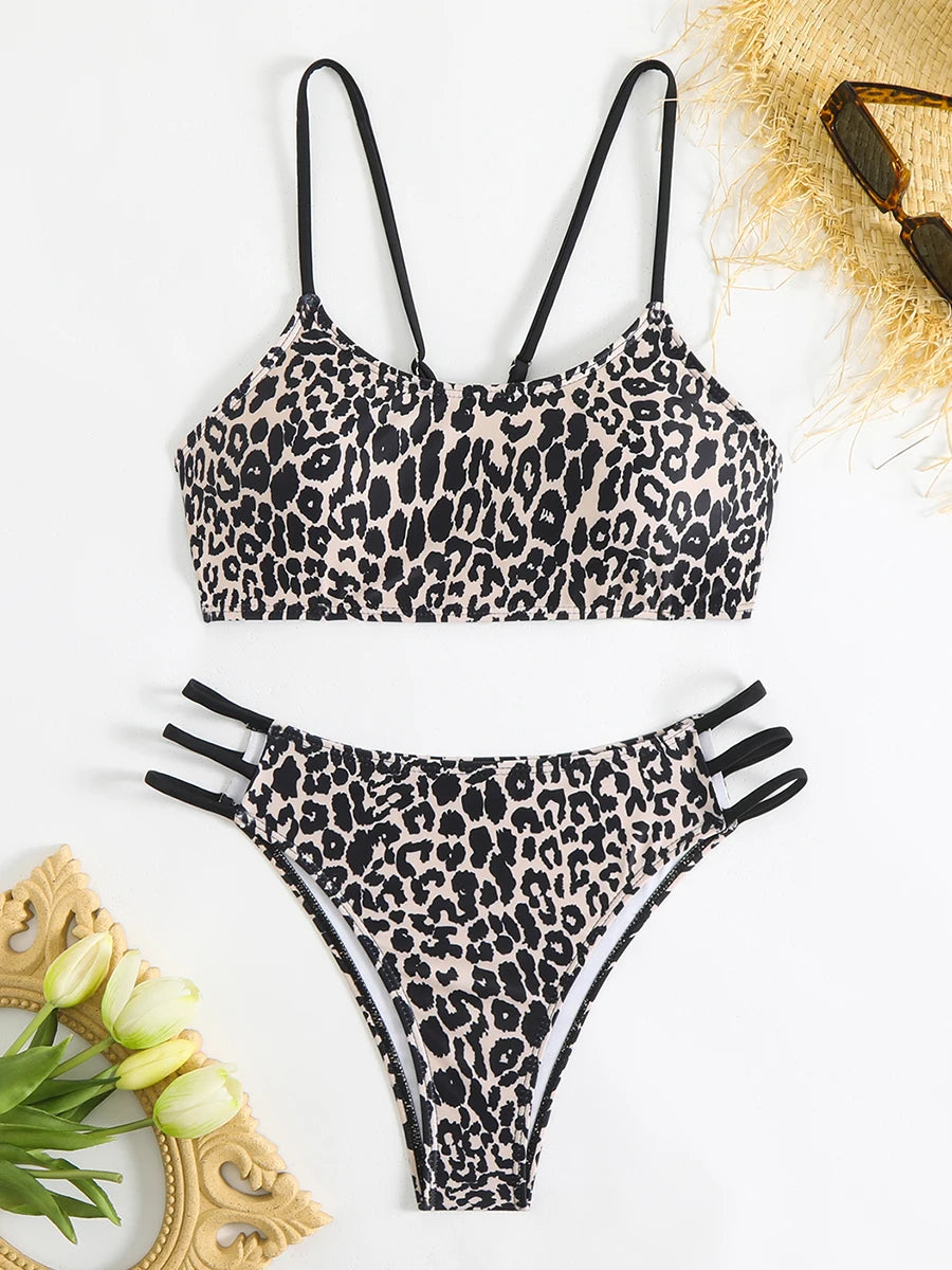Strappy Leopard Bikini Set