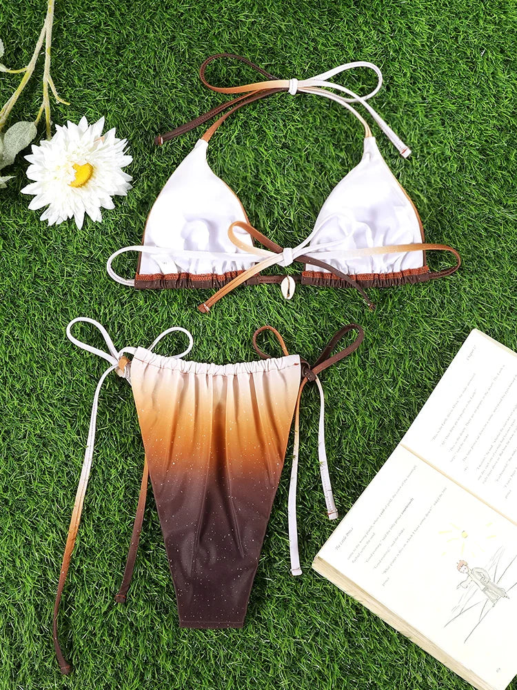 Leopard Bandage Triangle Bikini Set