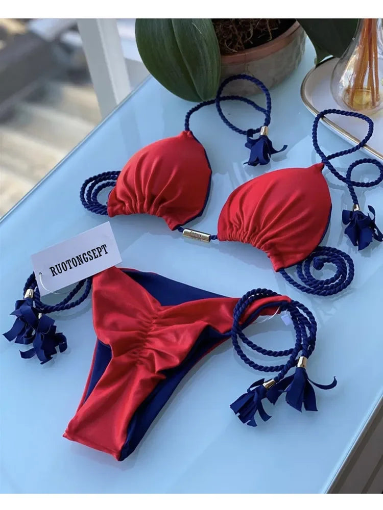 Backless Rope Triangle Bikini