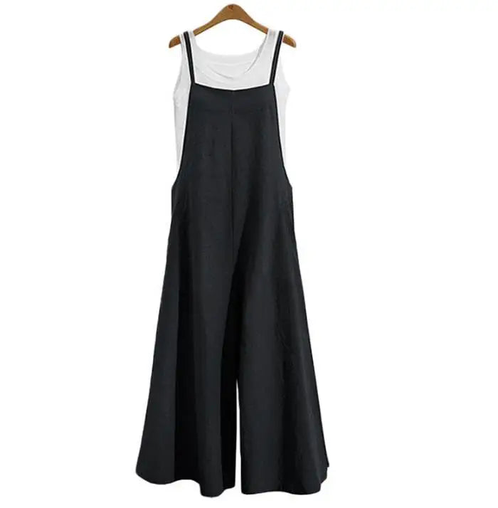 Wide-Leg Bib Overall Jumpsuit