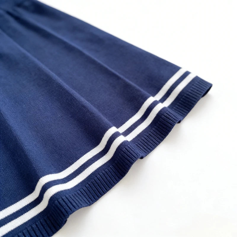 Peter Pan Collar Ribbed Knit Mini Dress