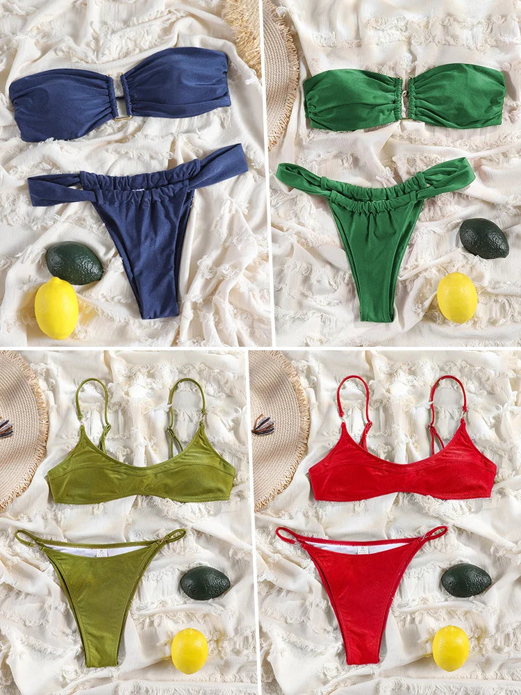 Off-Shoulder Bandeau Bikini Set