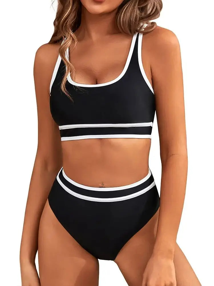 Sporty Color-Block Bikini Set
