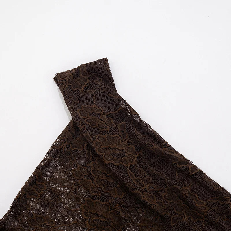 One-Shoulder Lace Maxi Dress