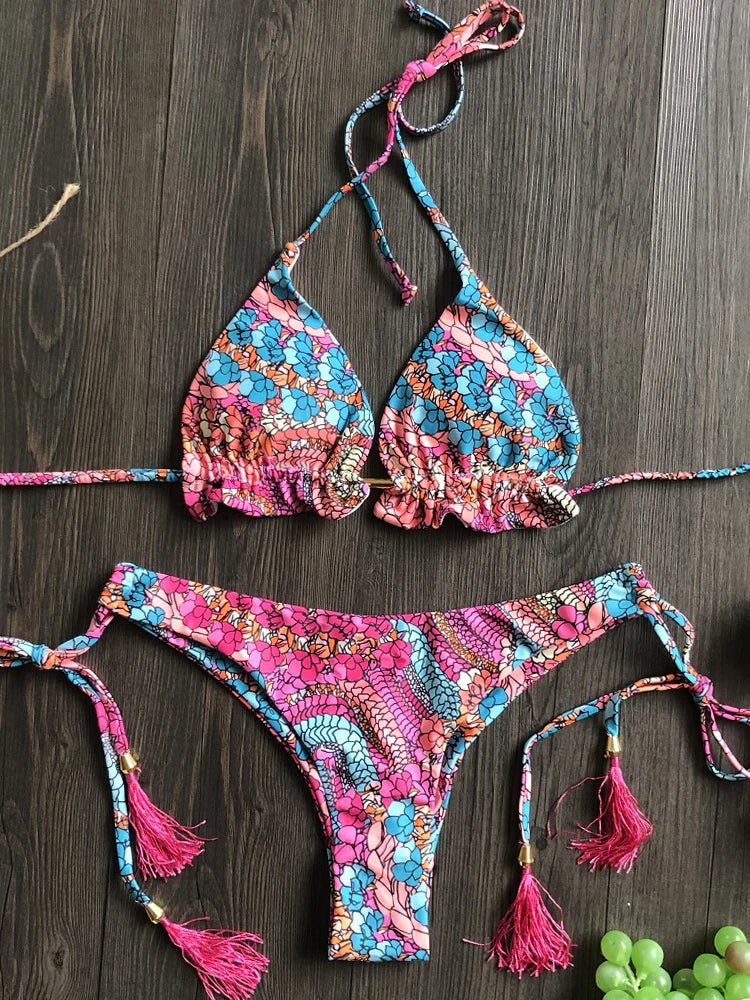Floral String Bikini Set