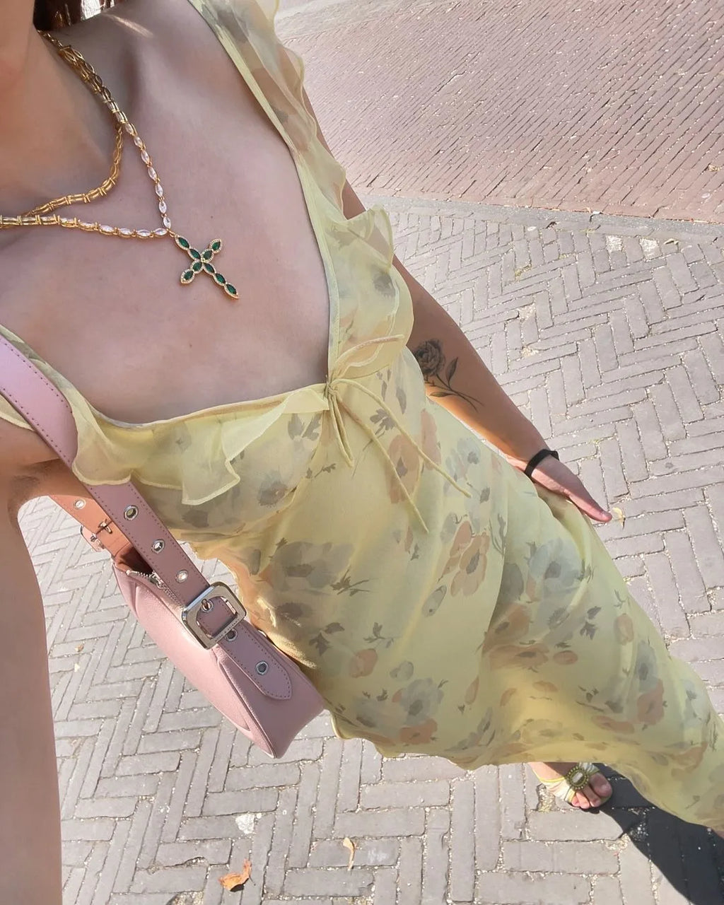 Floral Plunge Backless Maxi Dress