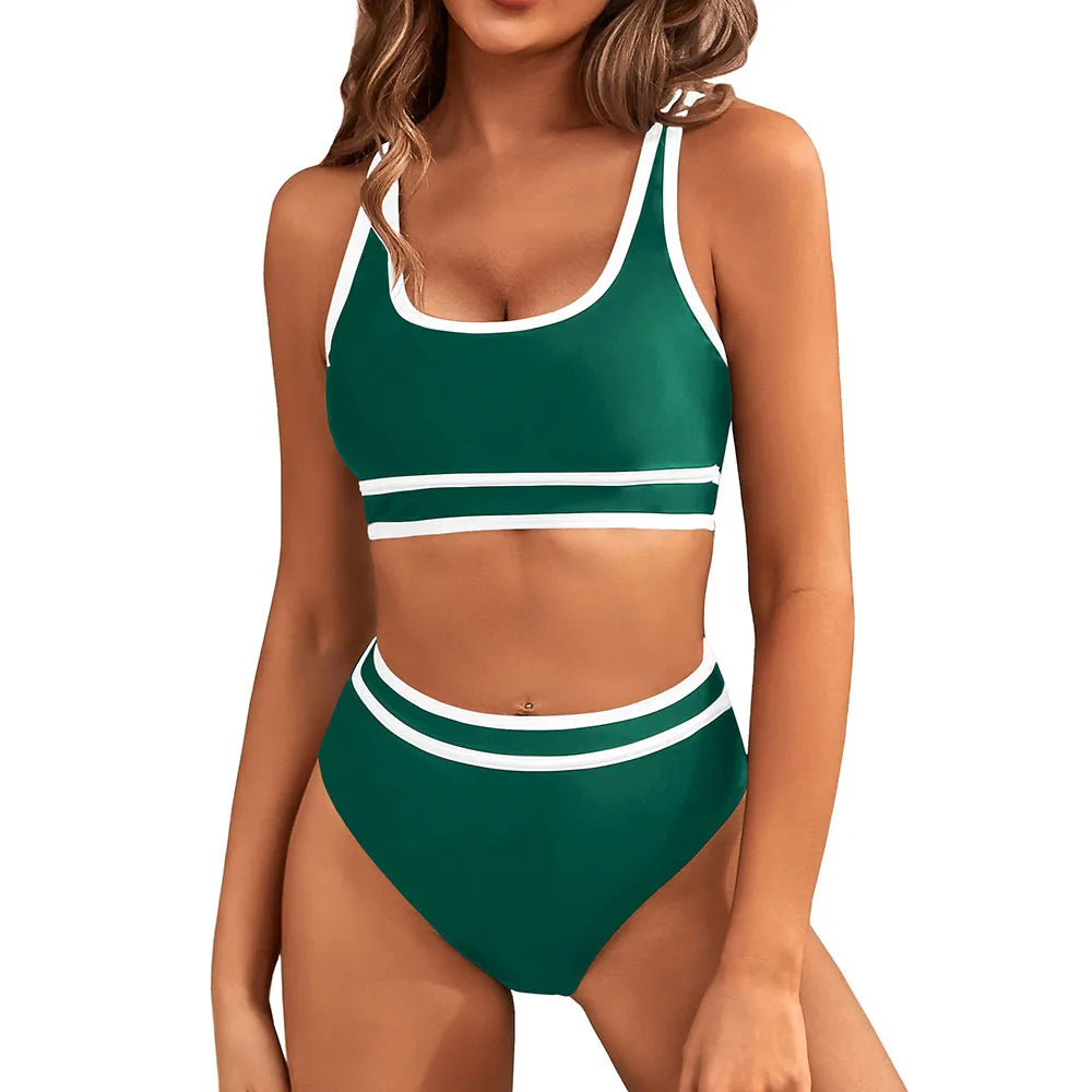 Sporty Color-Block Bikini Set