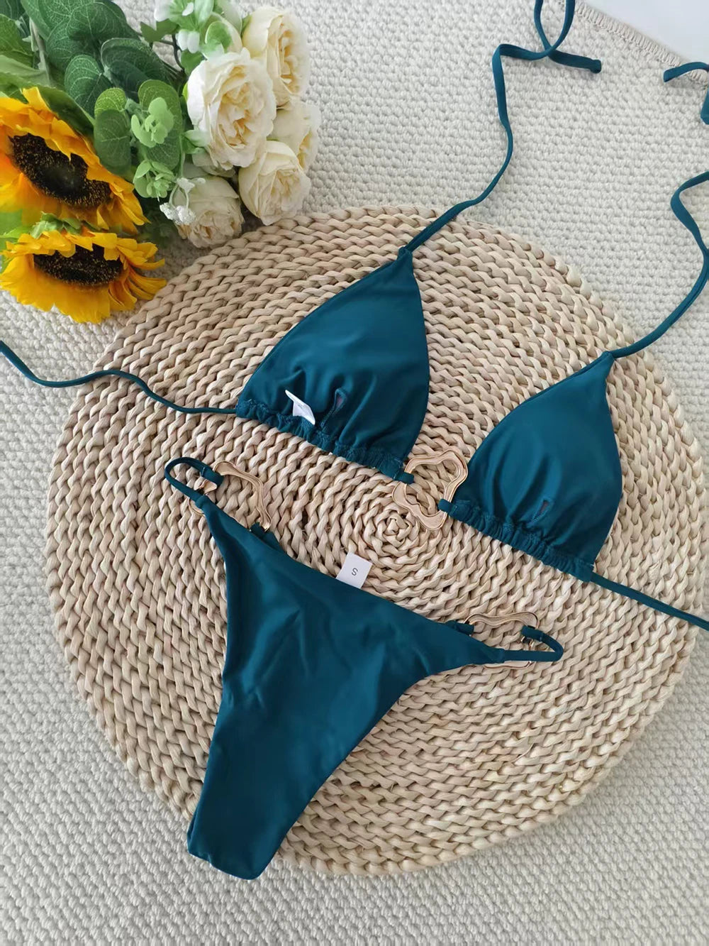 Lace-Up Halter Bikini Set