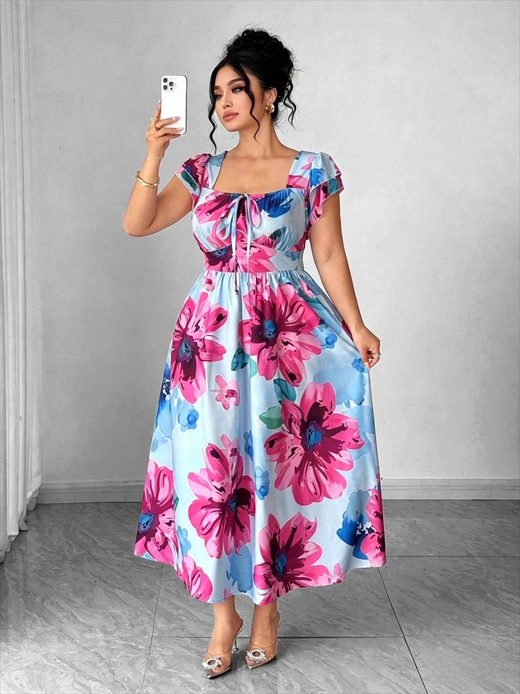Plus Size Floral A-Line Dress