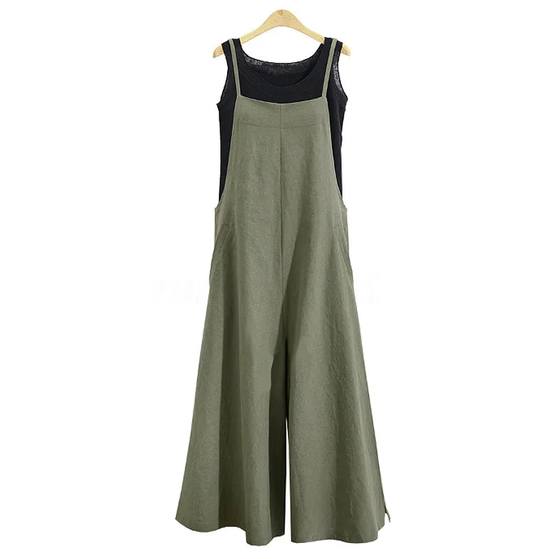 Wide-Leg Bib Overall Jumpsuit