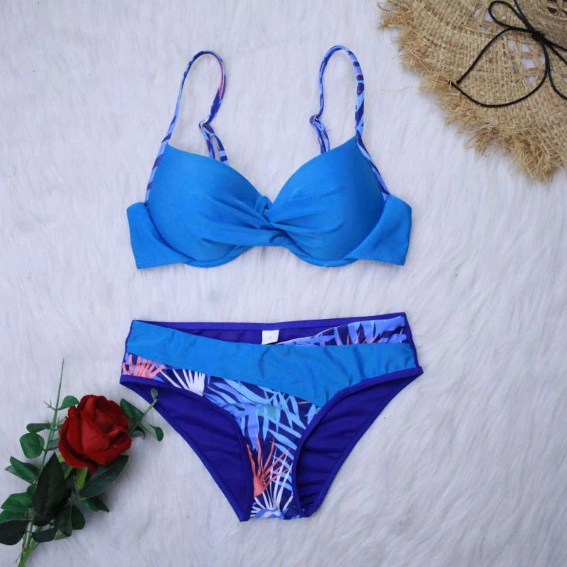 Leaf Print Push-Up Bikini