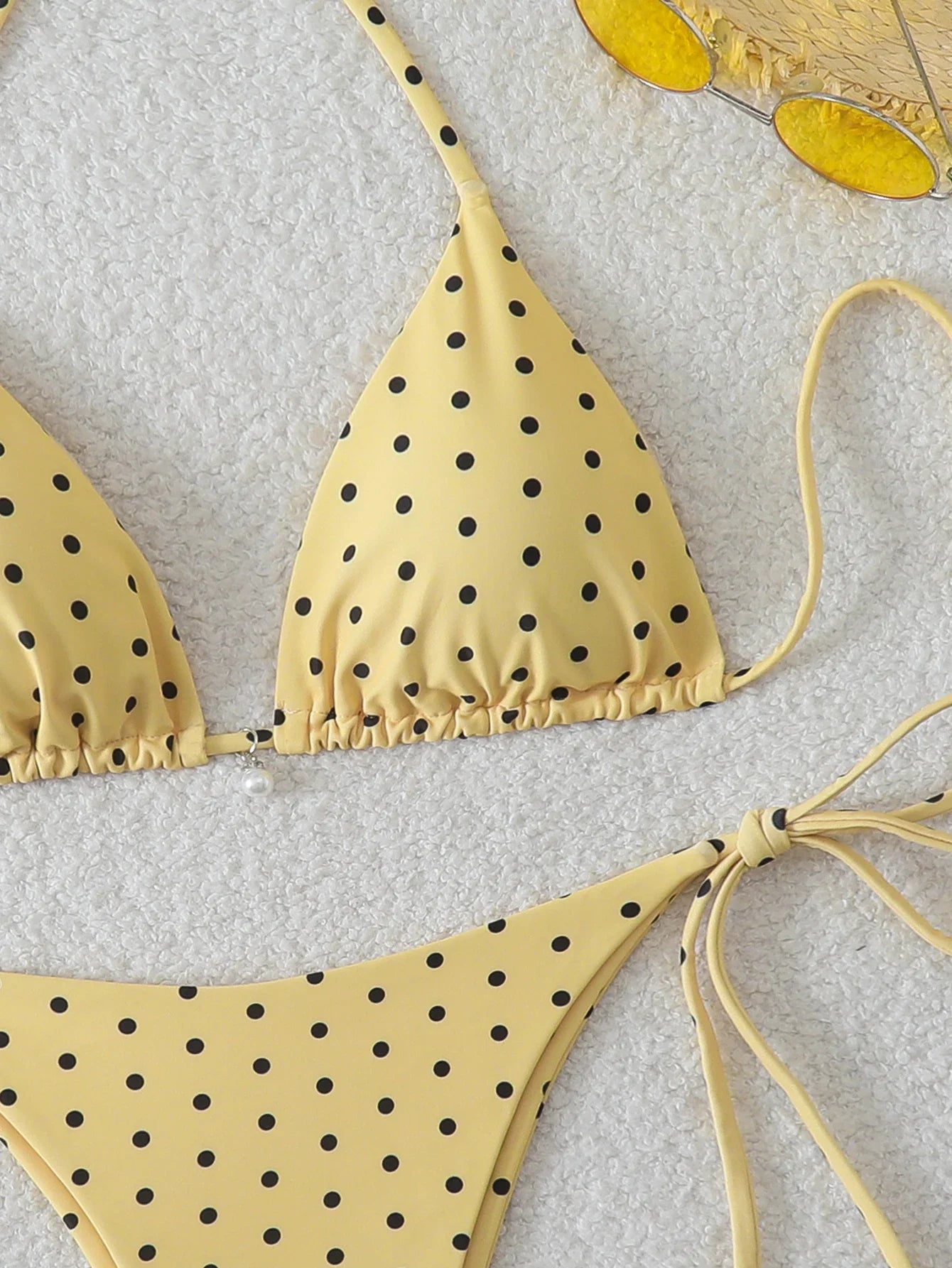 Polka Dot Lace-Up Bikini Set