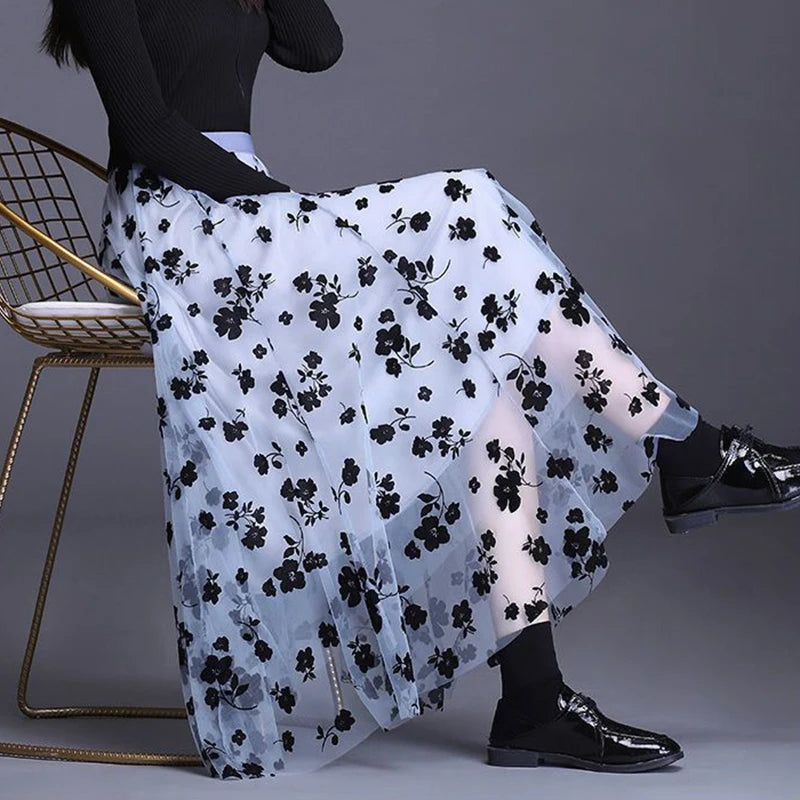 Korean Tulle Floral Skirt