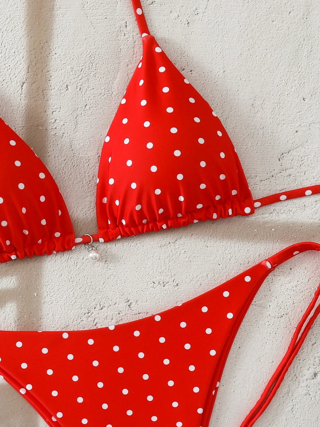 Polka Dot Lace-Up Bikini Set