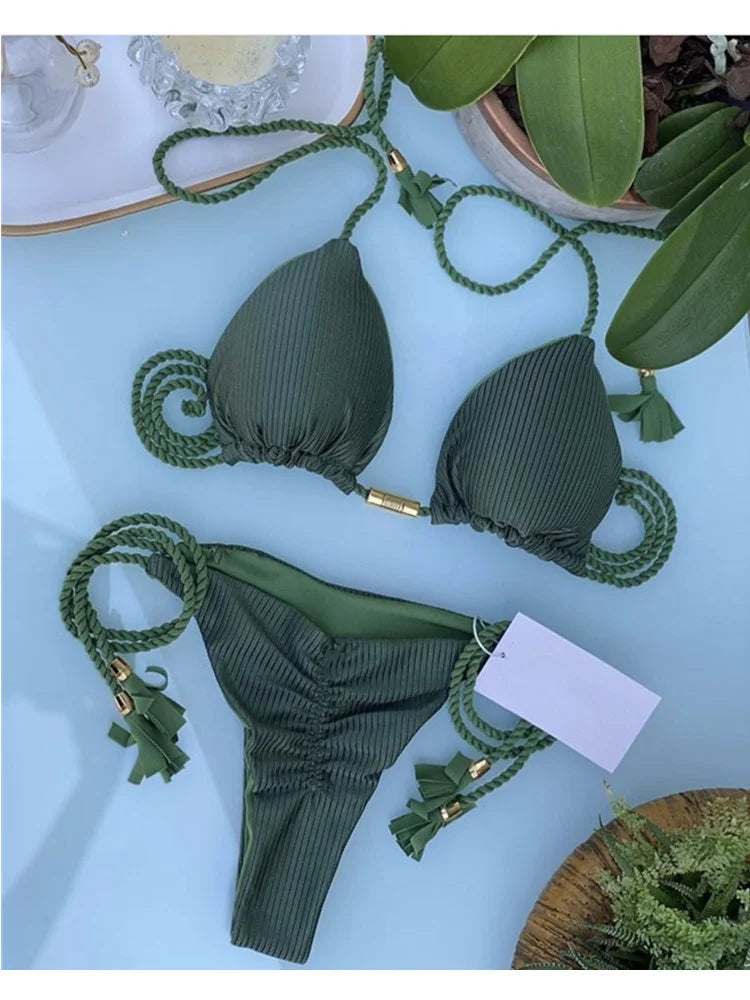 Backless Rope Triangle Bikini