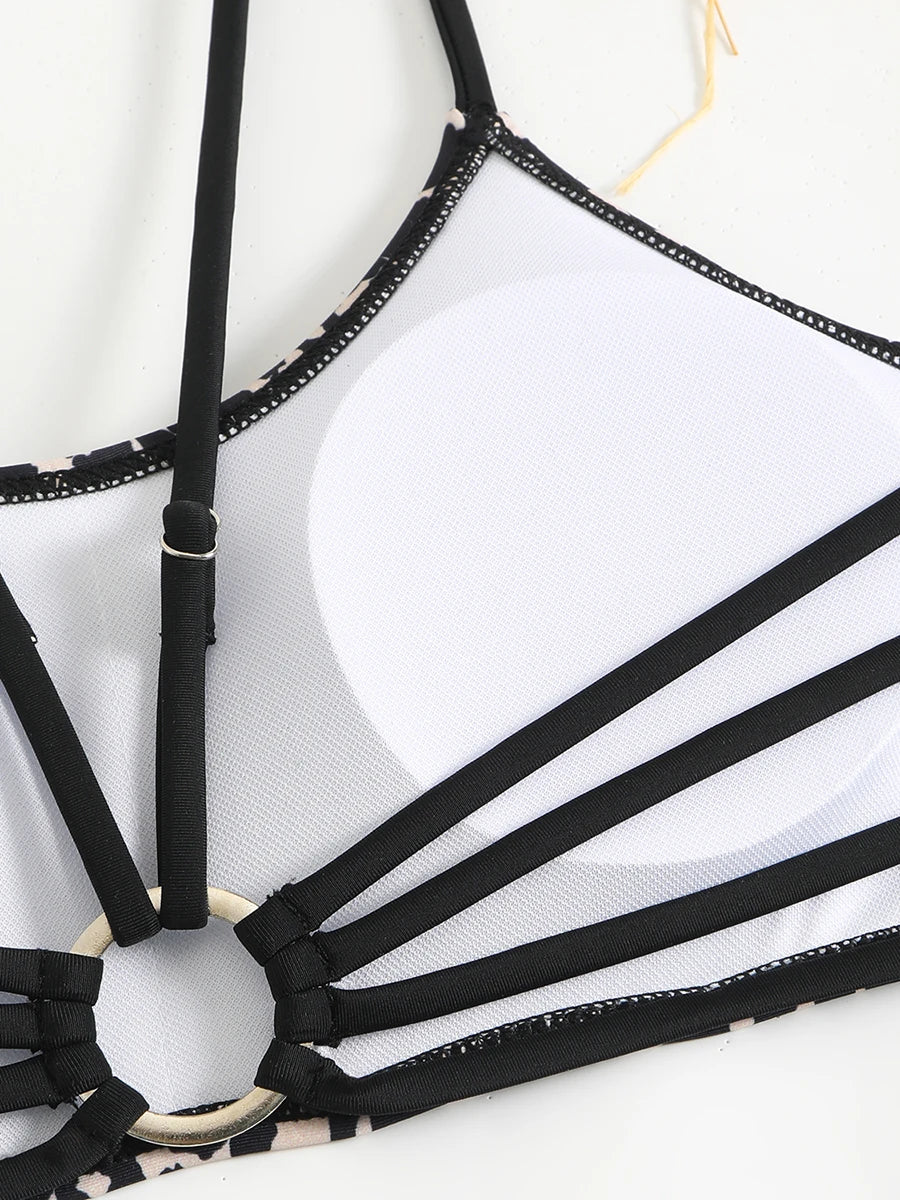 Strappy Leopard Bikini Set