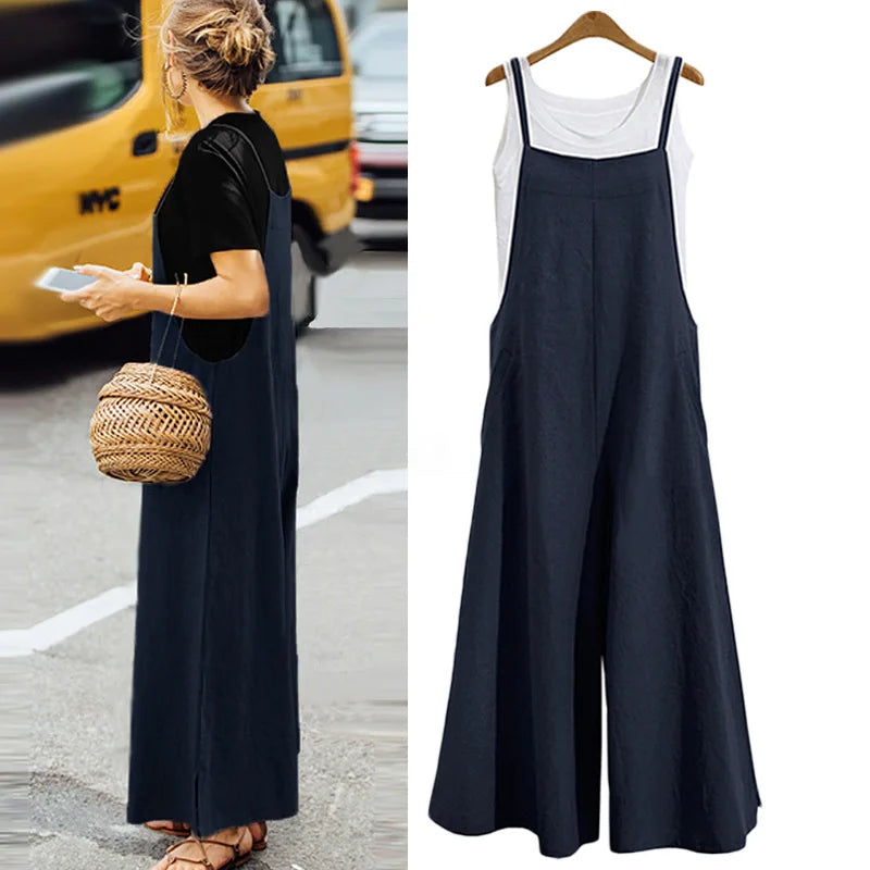 Wide-Leg Bib Overall Jumpsuit