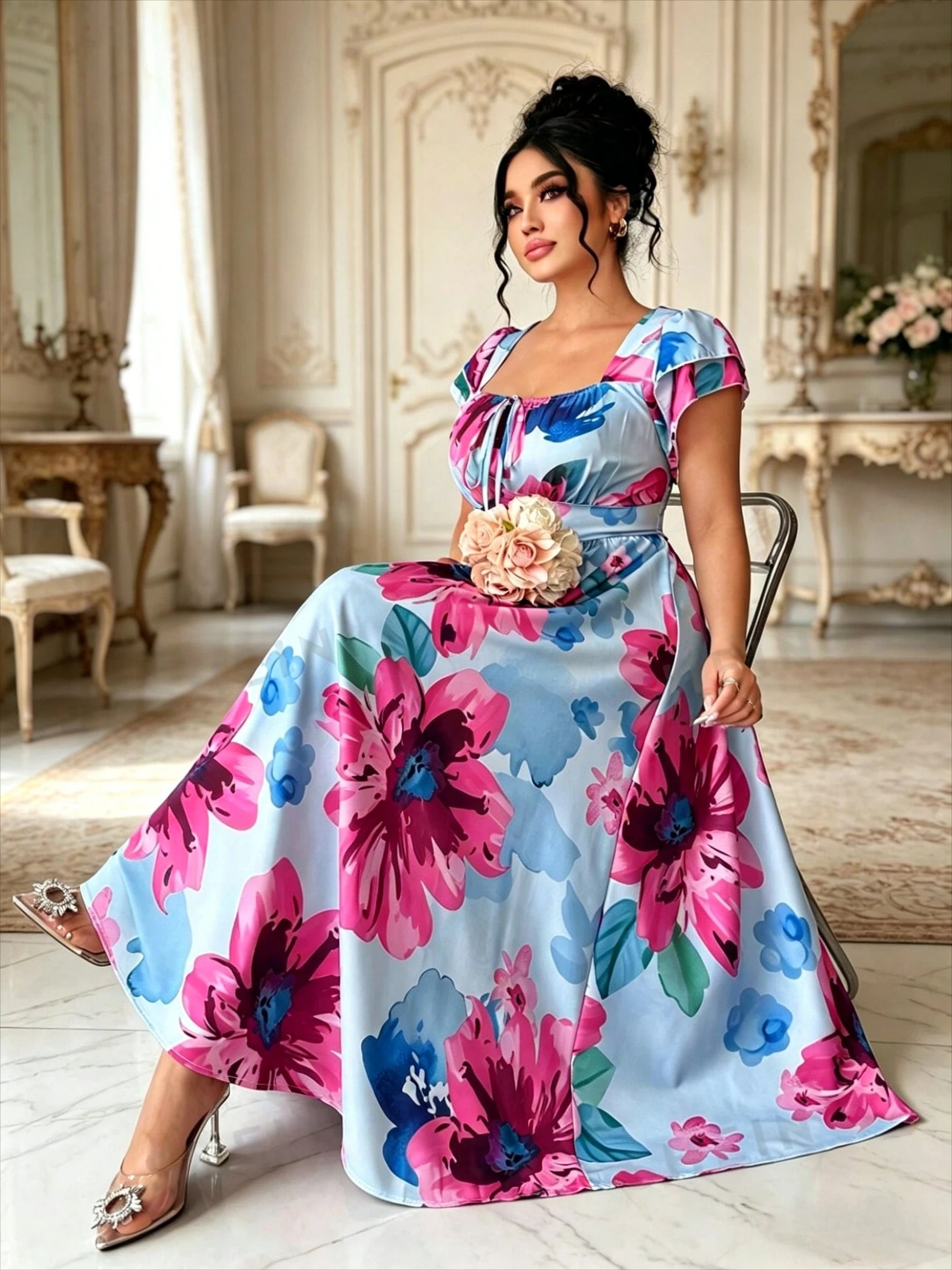Plus Size Floral A-Line Dress
