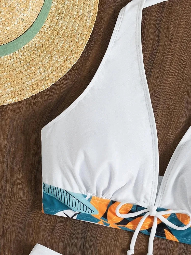 Printed Halter High-Waist Bikini